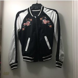 Reversible satin bomber jacket